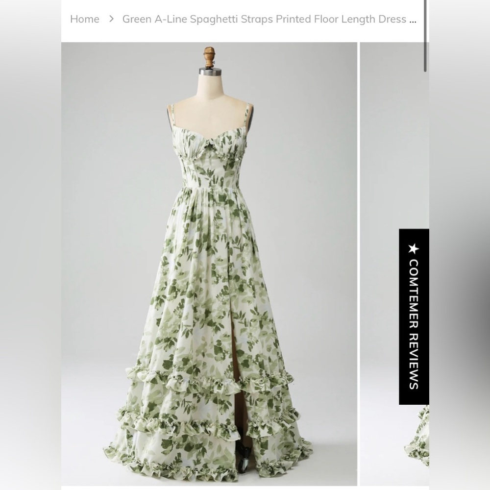 Floral green bridesmaid dress size 4